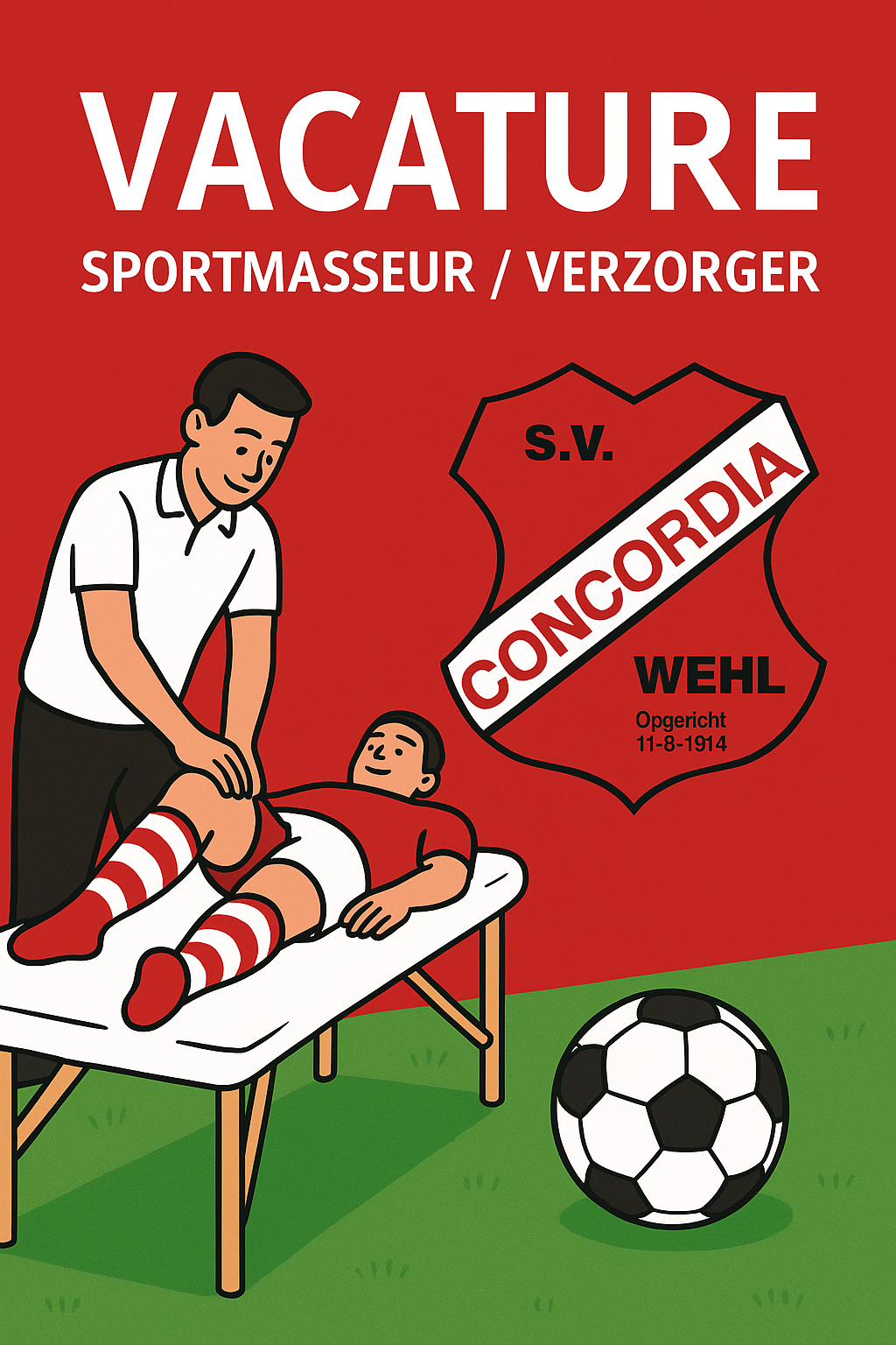 VACATURE Verzorger/sportmasseur 1ste elftal seizoen 25-26